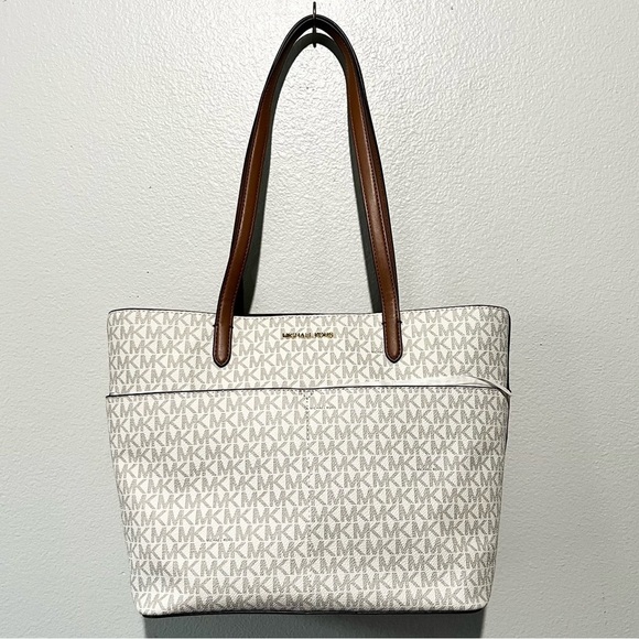 MICHAEL KORS- BEDFORD MD PKT Tote Bag Mini MK Logo in Vanilla/LUGG - Picture 1 of 9